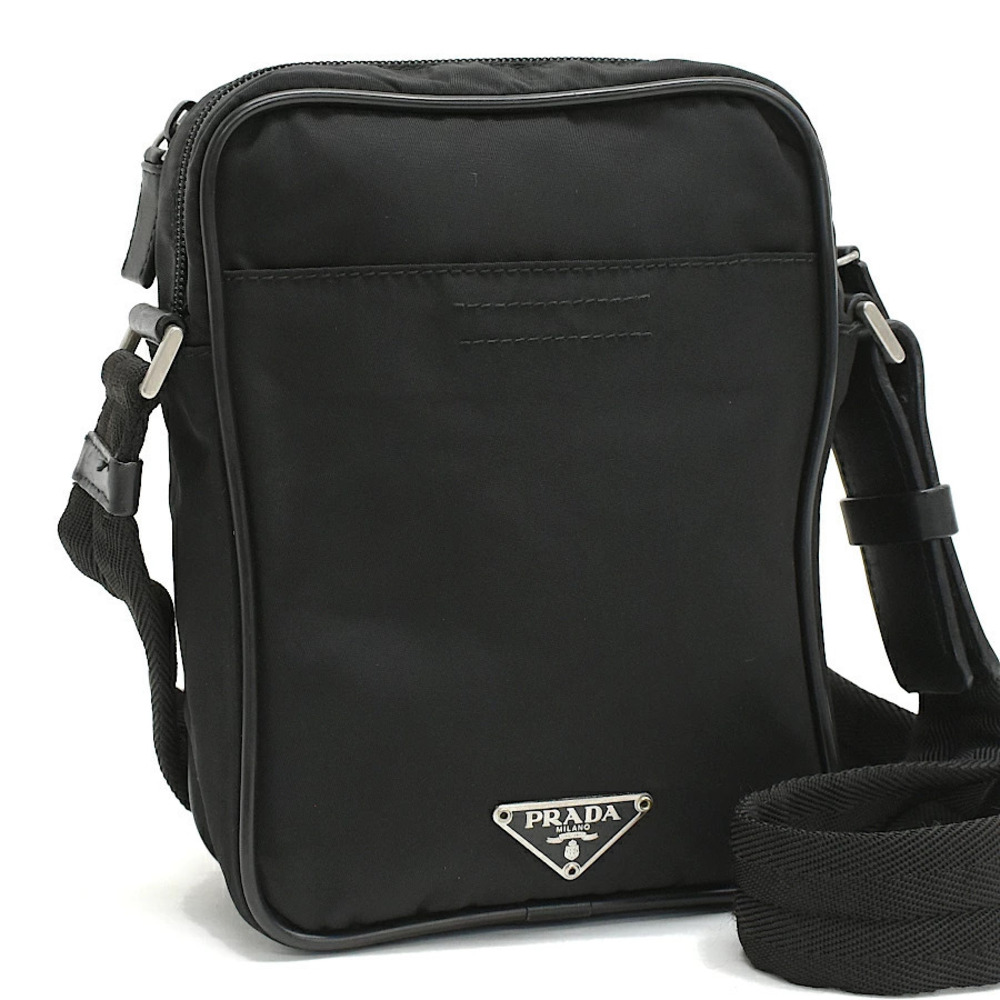 Prada Crossbody Bag Leather Nero Black Triangle